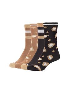 Носки шелковистые на ощупь с люрексом и леопардовым принтом, упаковка из 4 пар, шелковистые на ощупь, черного цвета camano