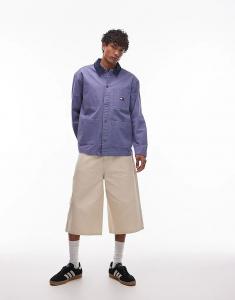 Рубашка Tommy Jeans с контрастным вельветовым воротником синего цвета