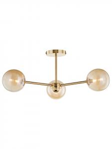 Home24 Потолочный светильник KJUL с тремя плафонами, золотистый