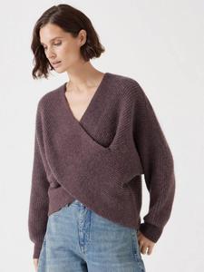 Джемпер betty fluffy cross спереди HUSH, цвет Raisin Brown