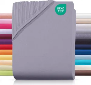 Простыня на резинке джерси 140х200 см из 100% хлопка, серая однотонная Carpe Sonno