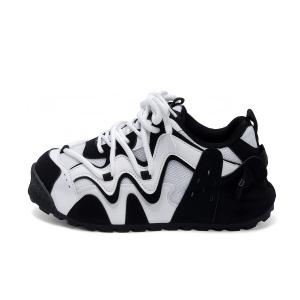 HUANQIU Мужские легкие низкие повседневные туфли для увеличения роста черно-белые (дышащие), цвет Black White (Breathable)