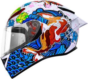 Шлем мотоциклетный RUANLOV с принтом, синий / белый