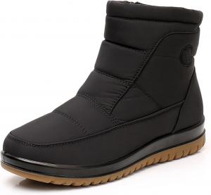 Женские зимние сапоги на снег водонепроницаемые легкие теплые с меховой подкладкой, средней длины, удобные для улицы, с противоскользящей подошвой и боковой молнией, зимняя обувь для прогулок Forevercan, Black