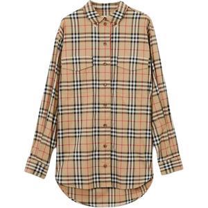 Винтажная клетчатая хлопковая рубашка Burberry, бежевый