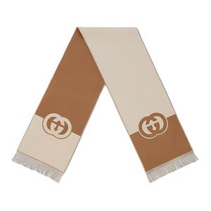 GUCCI Шерстяной кашемировый шарф с переплетенным узором G, Beige