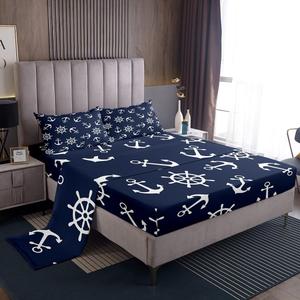 Erosebridal Морской комплект постельного белья для детей с якорем и парусником в синем цвете, Blue White
