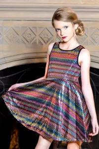 Платье для вечеринки Big Girls Fit and Flare Metallic Hannah Banana, цвет red multi