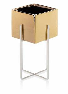 Цветочный горшок HOWHOMELY Mizu, 11x22x12 см, золотой/белый