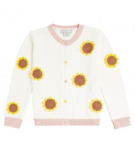 Украшенный хлопковый кардиган Stella McCartney Kids, слоновая кость