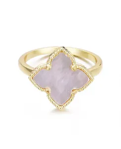 Позолоченное кольцо с белым перламутром в виде цветка Adornia, white