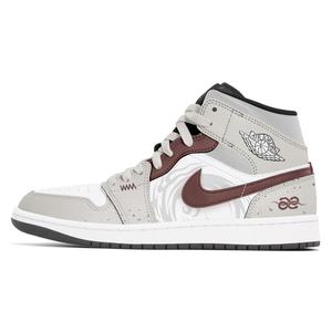 Air 1 износостойкие мид-топ винтажные баскетбольные кроссовки унисекс gray Jordan, серый