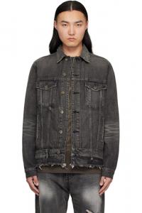 Черная джинсовая куртка с поясом We11done