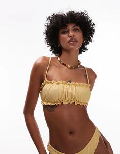 Верх бикини-бандо с оборкой Topshop Miami желтого цвета