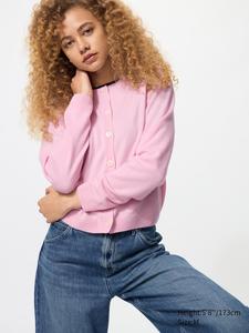 Короткий кардиган из 100% кашемира Uniqlo, 12 pink