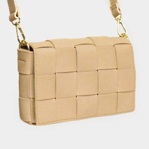 Искусственная кожа Плетеная поясная сумка через плечо FASHNZFAB, бежевый