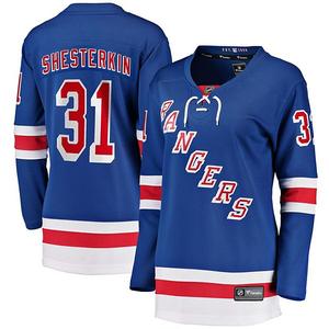 Женская синяя домашняя джерси New York Rangers Igor Shesterkin Breakaway Fanatics