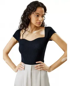 Женский шелковый трикотажный топ с вырезом в форме сердца LILYSILK, синий