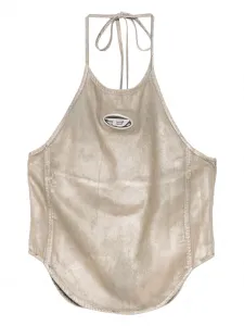 Топ с вырезом халтер и логотипом Diesel, золотистый