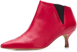Женские классические ботильоны YDN с низким каблуком-кисой, Челси, зауженный носок, кожаные, удобные для ходьбы, на каждый день, Red