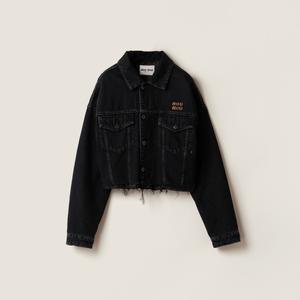 Черная джинсовая куртка MIU MIU, черный