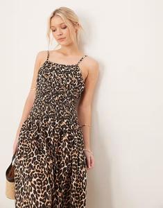 Длинное пляжное платье макси Iisla & Bird с леопардовым принтом и сборками