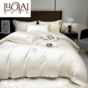LUOLAI HOME Постельное белье, 4 предмета, 220x240 см, цвет Miss Coco (Starlight Off-White)