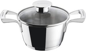 BUGATTI BUGATTI Итальянская кухонная кастрюля из нержавеющей стали 18/10 со стеклянной крышкой, диаметр 16 см