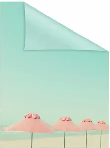 LICHTBLICK ORIGINAL оконная пленка "Зонты", 1 шт., непрозрачная, структурированные клейкие точки, самоклеящаяся, защита конфиденциальности 50х50 см, бирюзовый/розовый