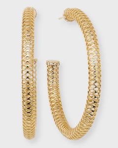 Крупные серьги-кольца из желтого золота 14 карат с бриллиантами в сеточку Sydney Evan