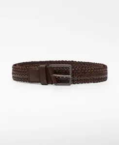 Мужской кожаный плетеный ремень Adolfo Dominguez, коричневый