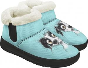 Женские зимние ботинки на шнуровке без шнурков, теплые кроссовки с плюшевой подкладкой, дизайн зимних ботинок, толстые каблуки, противоскользящие Chririnla, Striped Dog