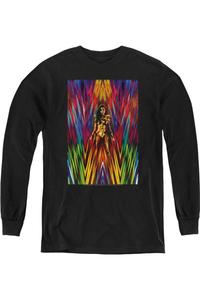 Футболка с длинным рукавом для молодежи с постером "Чудо-женщина 1984" WW84 Gildan, черный