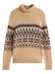 Свитер с узором и воротником-гольф Tommy Hilfiger, светло-коричневый