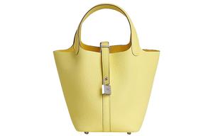 Пикотин Лок Клеменс Бычья кожа Сумка-корзинка, Сумка-ведро, Женская сумка 18 0Y Лимончелло Лимонный ликёр HERMES