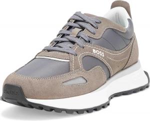 BOSS мужские кроссовки спортивного стиля с боковым логотипом из замши и нейлона, Deep Slate