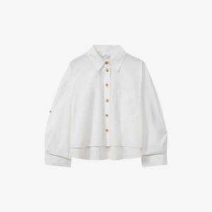 Укороченная хлопковая рубашка свободного кроя с короткими рукавами Reiss, белый