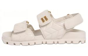 MIU MIU Сандалии с логотипом в технике мателассе, белые