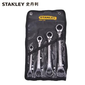 Stanley STANLEY, 4 шт., британский двойной храповой механизм с двусторонним храповым механизмом, набор быстрых ключей, инструмент с трещоткой для открытия цветка сливы, авторемонтный ключ с двойной головкой TK921-23C, настройка предприятия