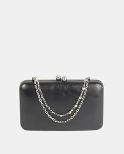 Клатч из искусственной кожи с цепочкой Volum, черный