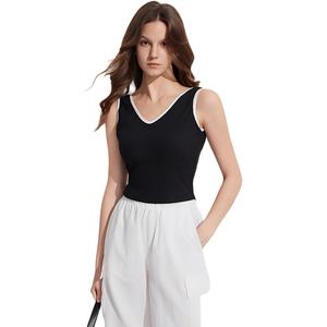ELLE Топ-майка женская Black V-образный вырез Moderate Others