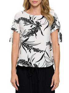 Топ с гофрированным цветочным принтом Renee C., слоновая кость