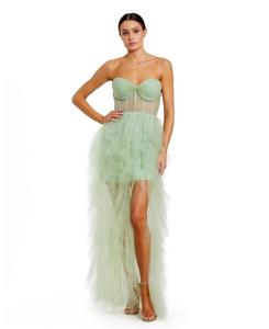 Женское платье-корсет без бретелей со спиральными оборками Mac Duggal, Sage