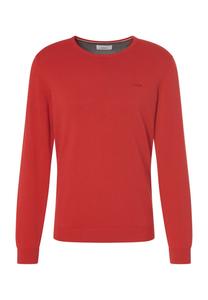 Пуловер, хлопок, круглый вырез, однотонный, мужской s.Oliver, красный