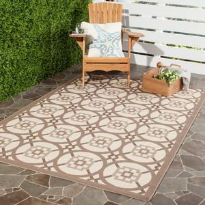 Ковер SAFAVIEH, 163 x 234 см, Washable Rug Outdoor Courtyard Collection - , бежевый и темно-бежевый, без линьки и легкий в уходе, идеален для патио, заднего двора, прихожей (CY7476-07912)
