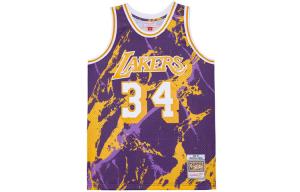 Майка баскетбольная Mitchell & Ness Shaquille O'Neal NBA Los Angeles Lakers 1996 Team Marble Swingman фиолетовая золотая