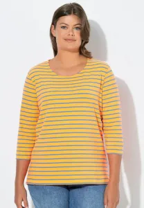 Полосатая футболка с рукавами 3/4, круглым вырезом и длинными рукавами. Laurasøn, Neon Orange