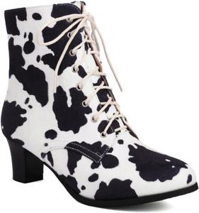 Женские ботильоны Aflngle из замши с леопардовым принтом, шнуровкой, круглыми носками, боковой молнией, модными массивными высокими каблуками