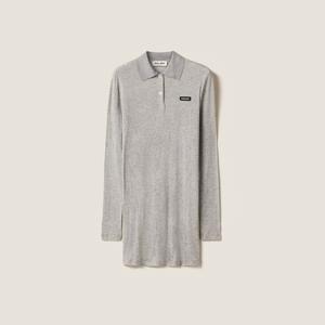 Мини-платье из рубчатого трикотажа MIU MIU, серый