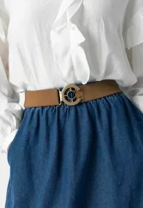 Ремень с логотипом Coster Copenhagen, Mocca Mousse - Gold Buckle